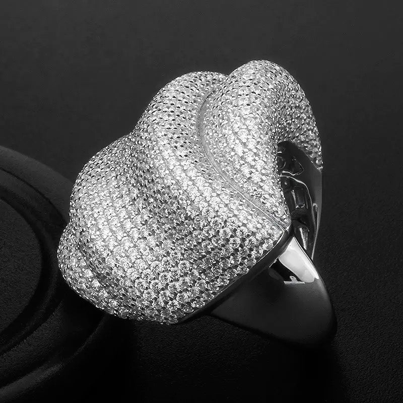 Overlaying Wave Pavé Cocktail Ring