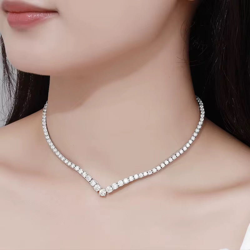 V-Shaped Moissanite Tennis Necklace