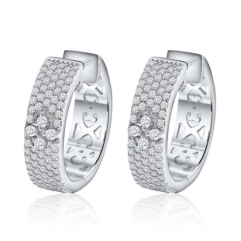 Pavé Clover Hoop Earrings