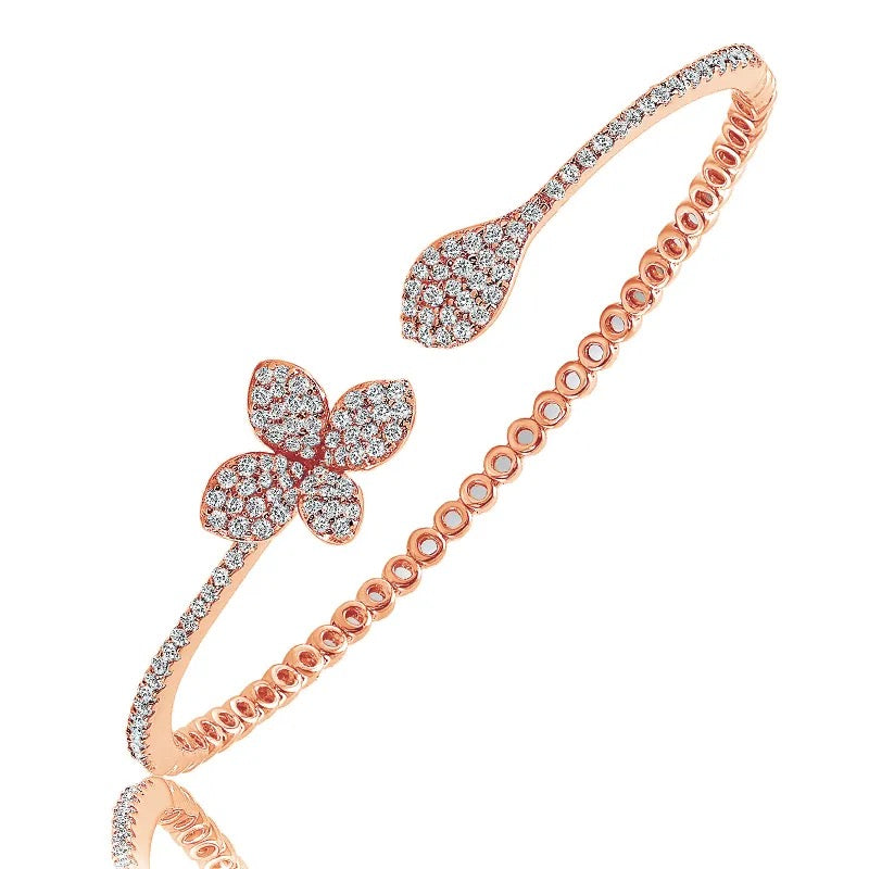 Flower Leaf Pavé Bangle