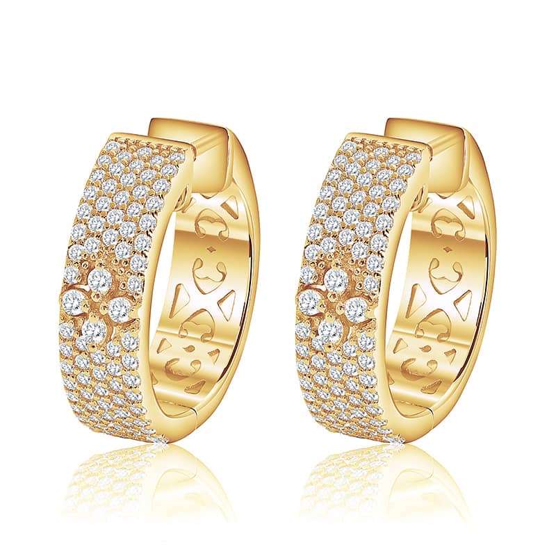 Pavé Clover Hoop Earrings