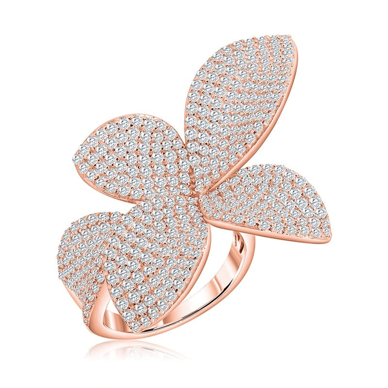 Flower Leaf Pavé Ring