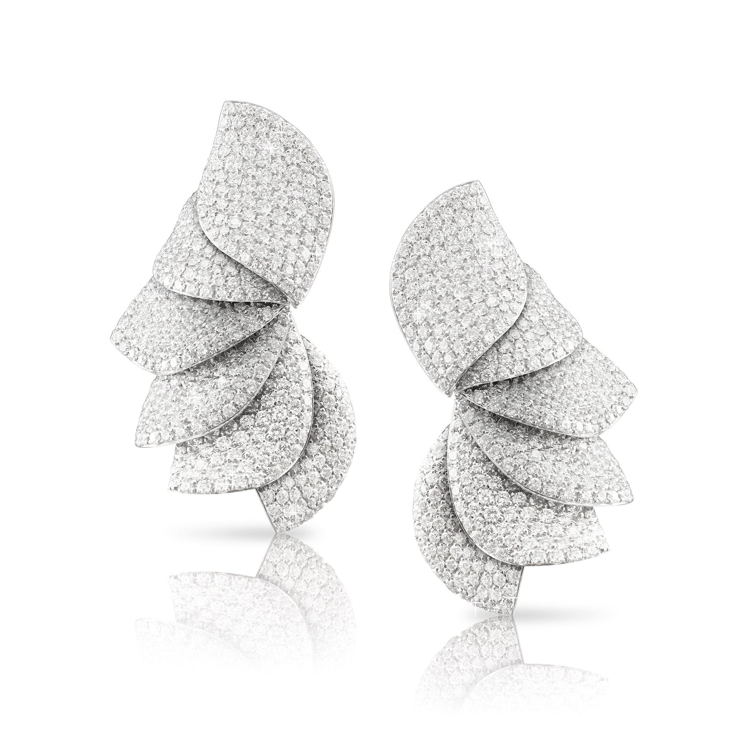 Multi-Leaf Pavé Earrings