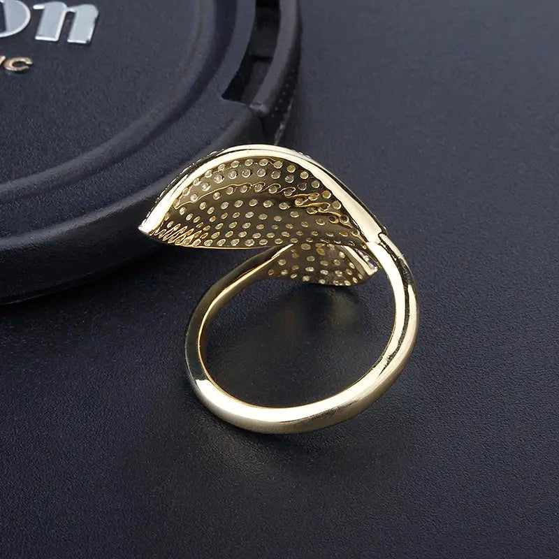 2-Leaf Pavé Open Ring