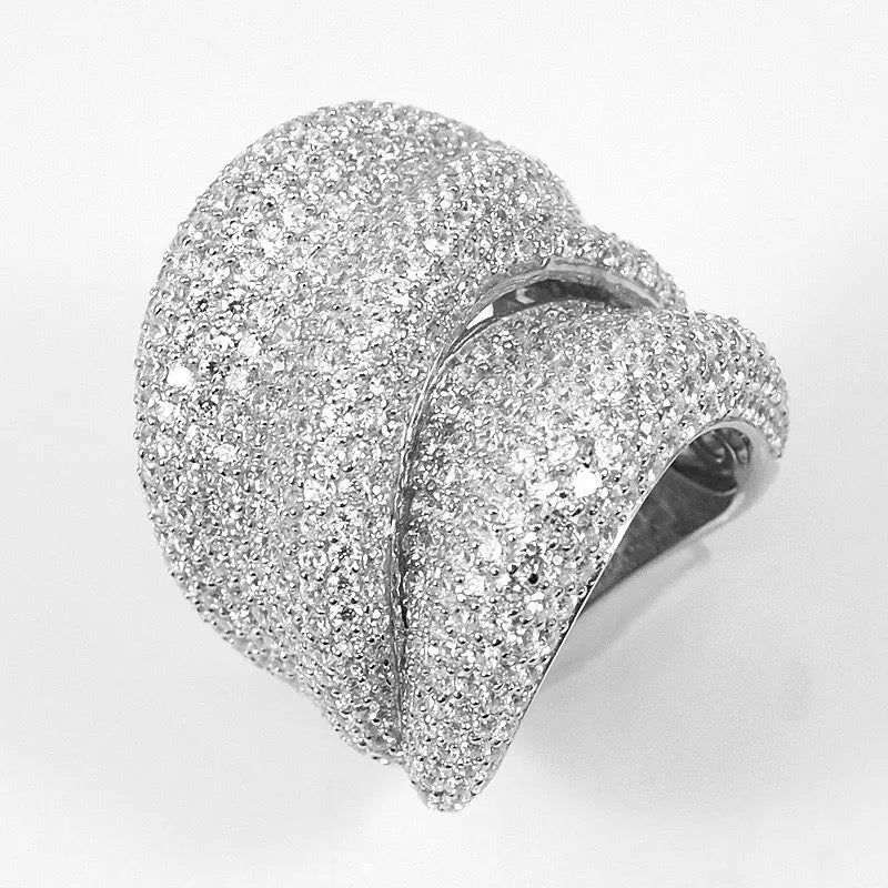 Wide Wavy Pavé Statement Ring