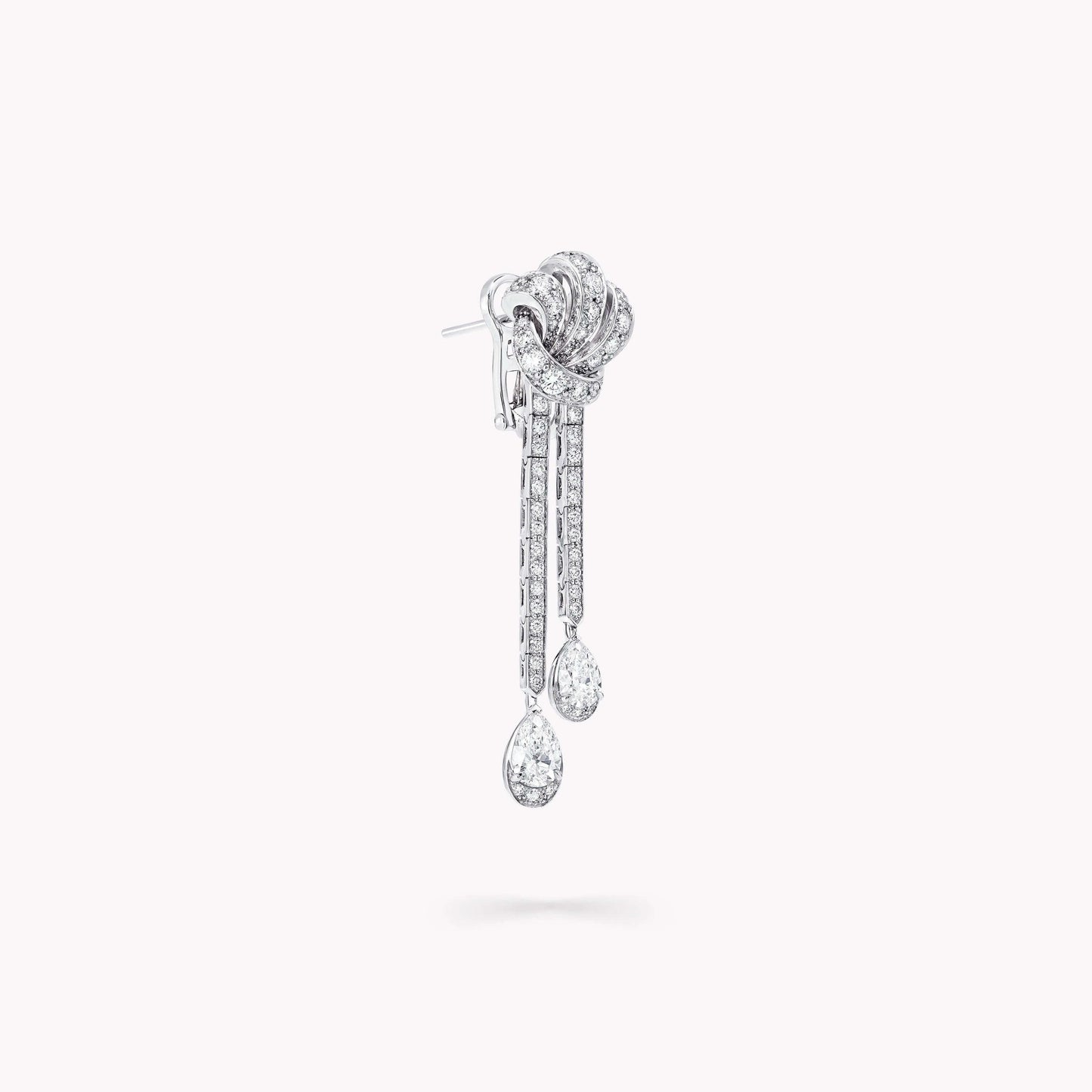 Pavé Double Knot Pear Drop Earrings