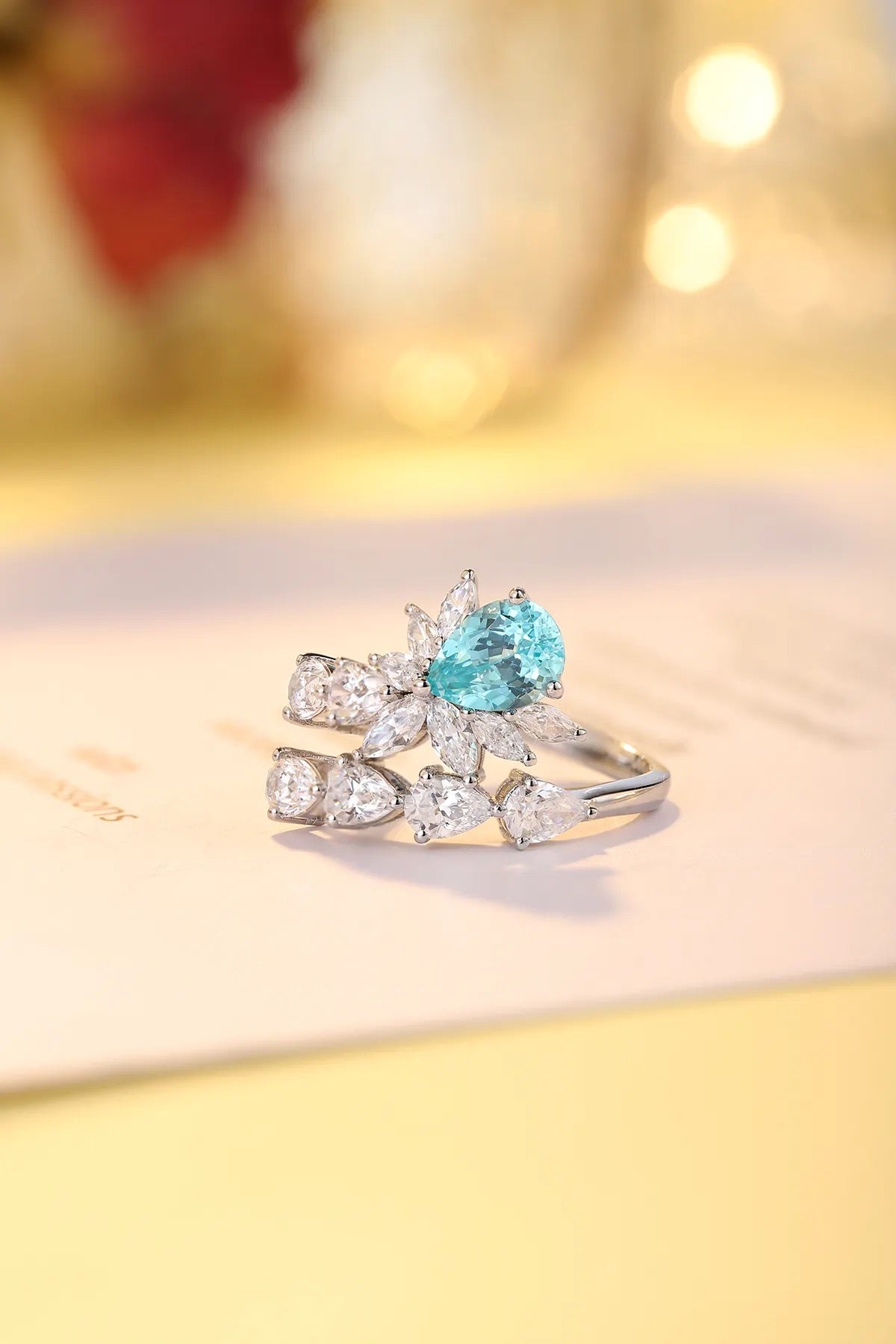 Lab Grown Paraiba Bypass Ring