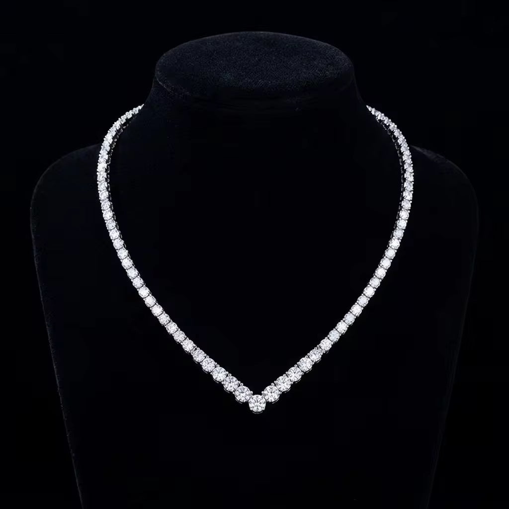V-Shaped Moissanite Tennis Necklace