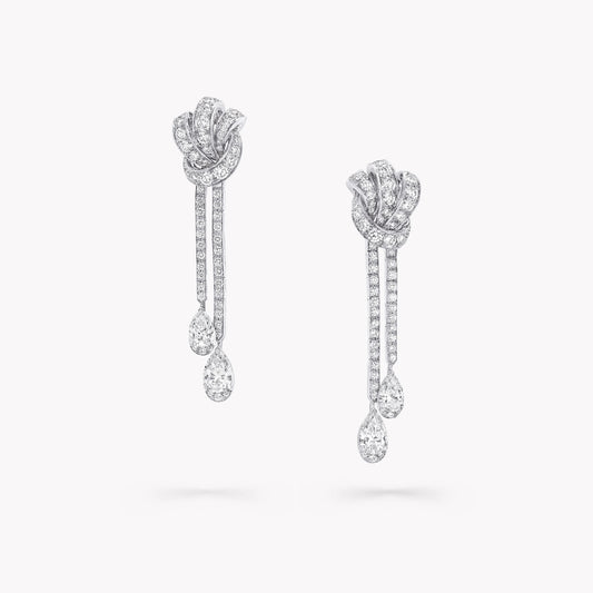 Pavé Double Knot Pear Drop Earrings