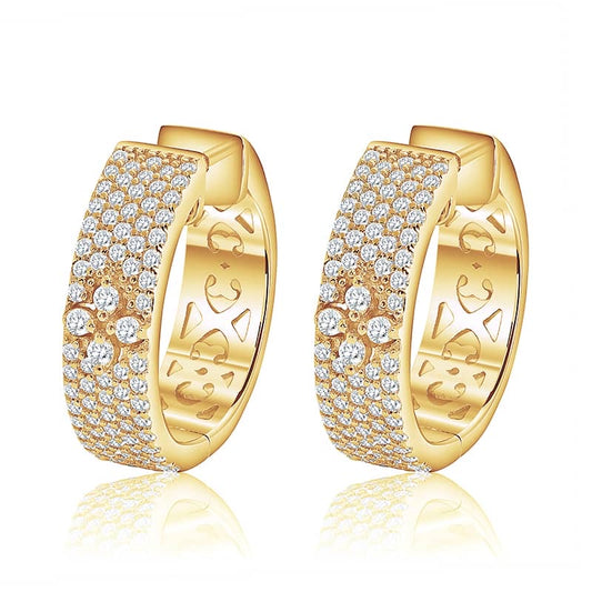 Pavé Clover Huggie Hoop Earrings