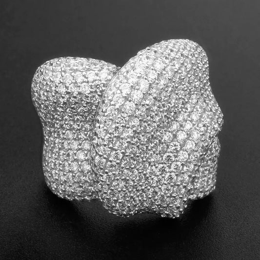 Pavé Double Crossover Wide Band Ring
