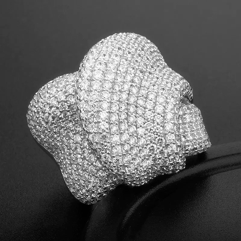 Pavé Double Crossover Wide Band Ring