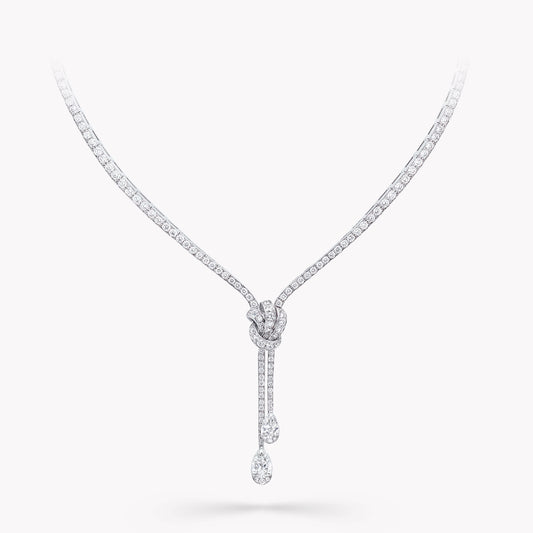 Pavé Double Knot Pear Drop Necklace