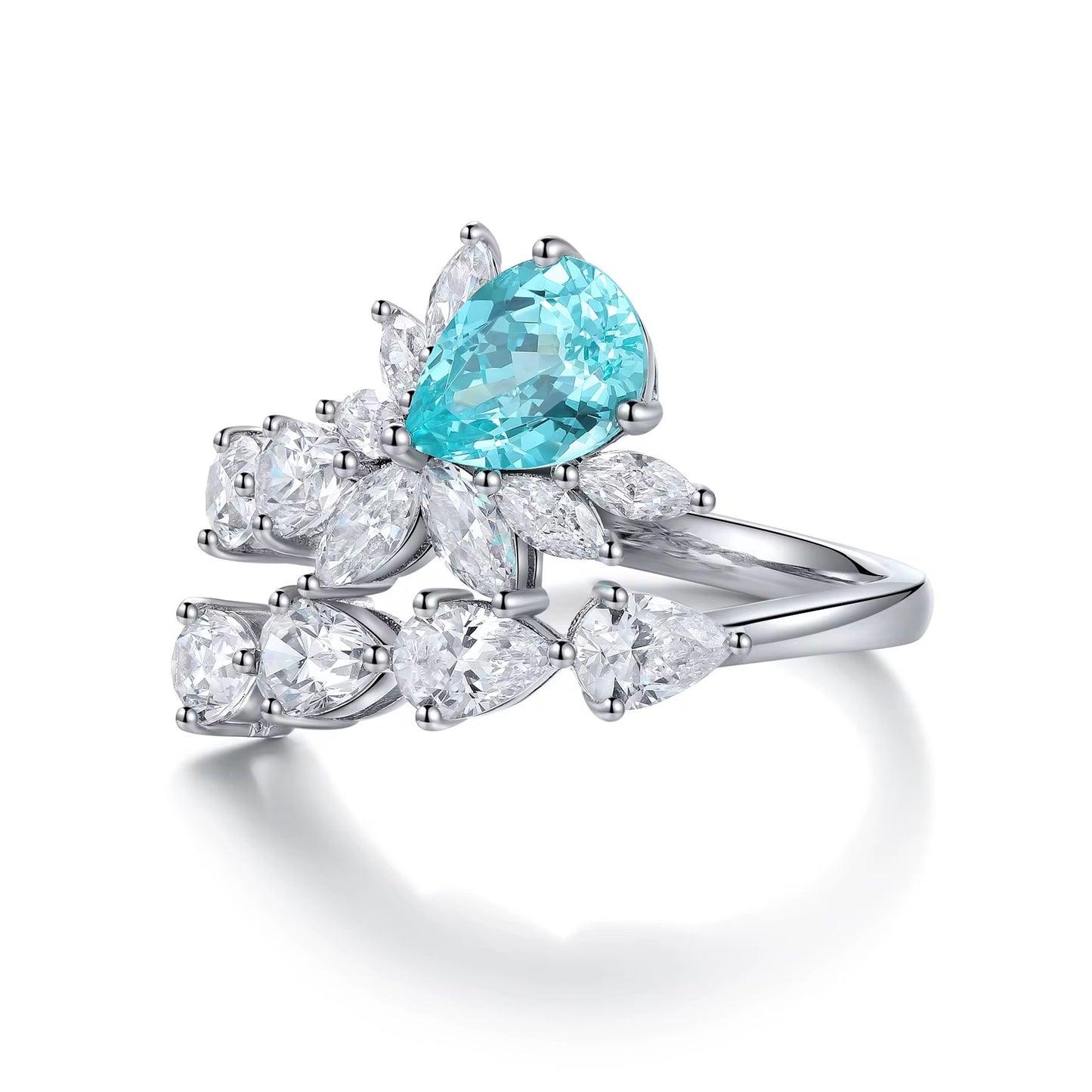 Lab Grown Paraiba Bypass Ring
